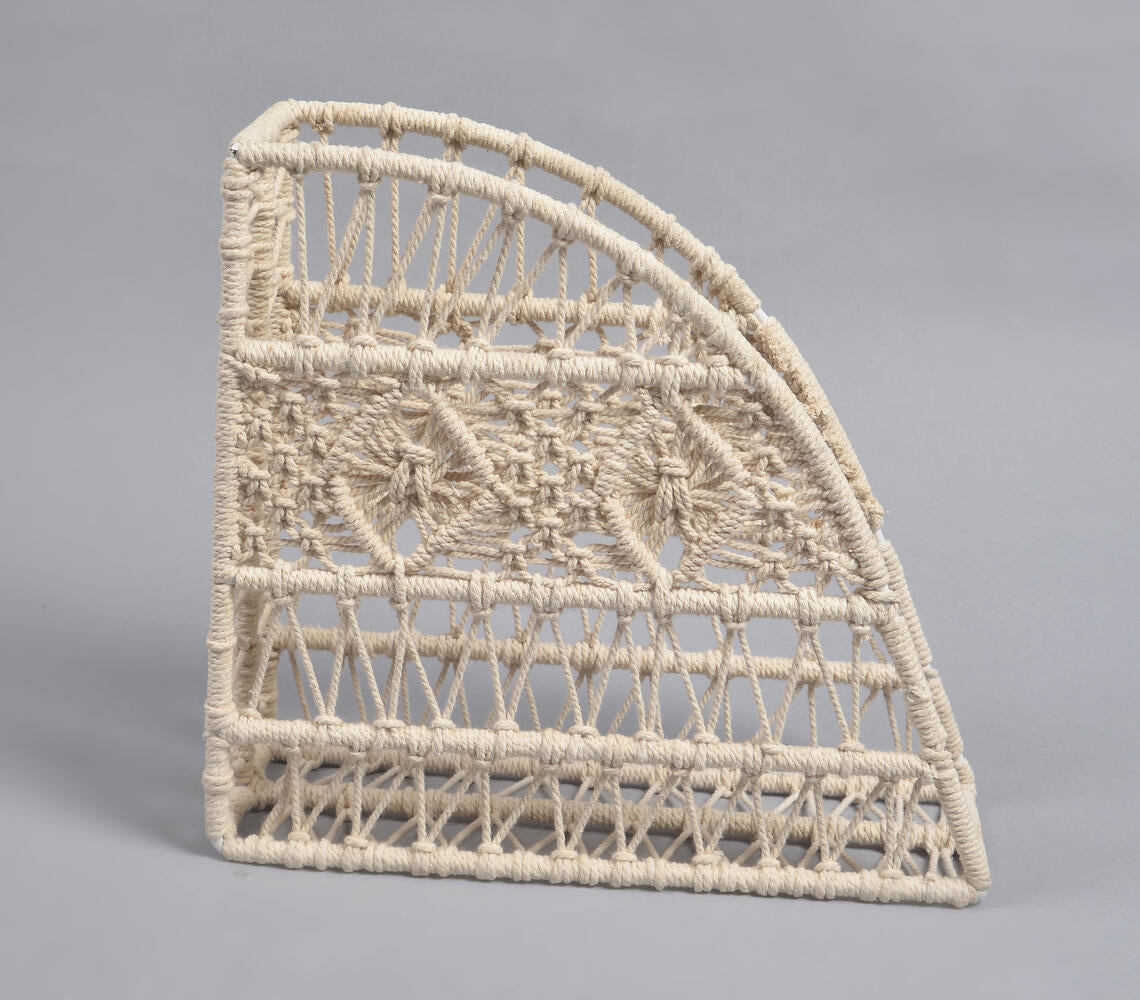 Macrame-Wrapped Iron Magazine Holder