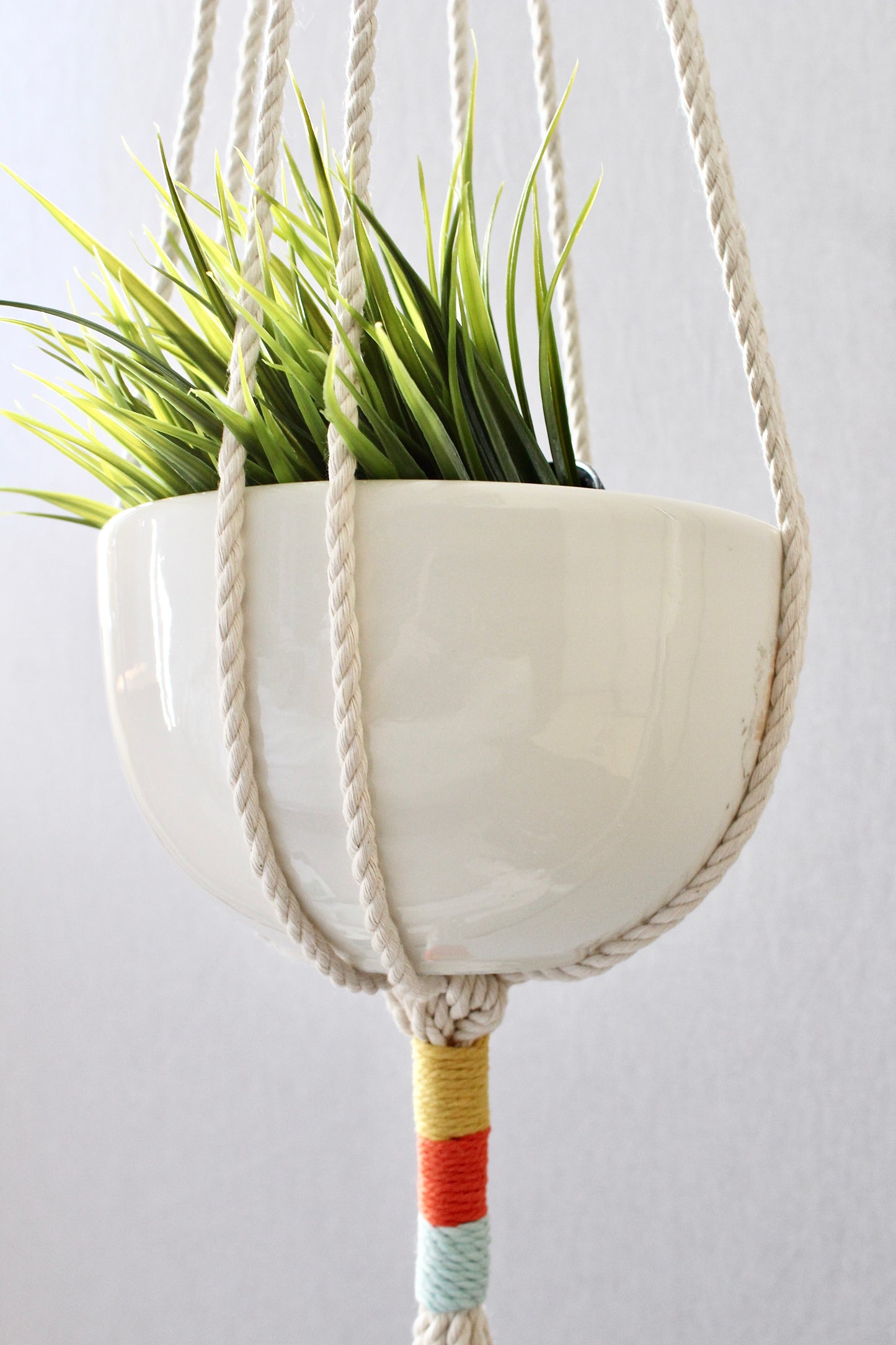 Macrame Plant Hanger, Hanging Planter, Color Block