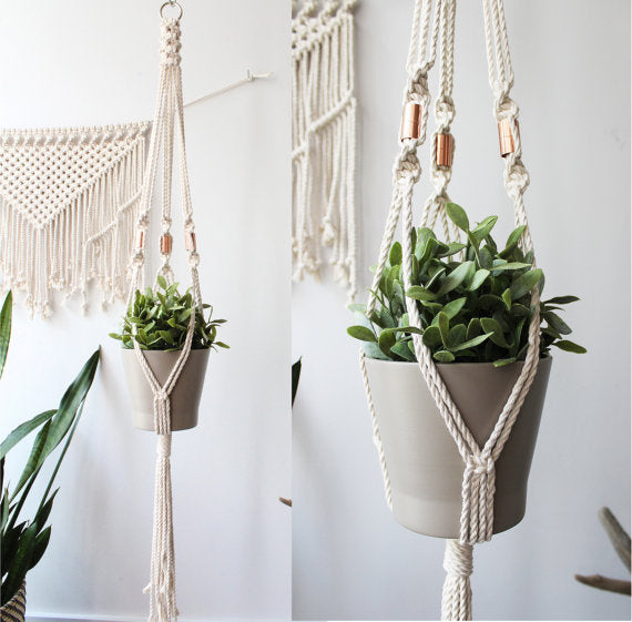 Macrame Plant Hanger, Copper Macrame